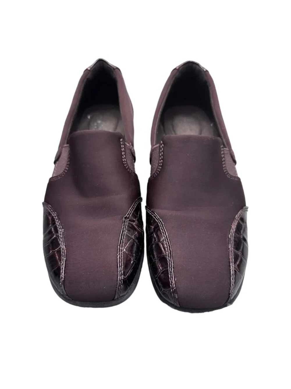 Clarks Shoes Women 8M Brown Collection Slip-On Loafers Shoes Faux Crocodile Flat